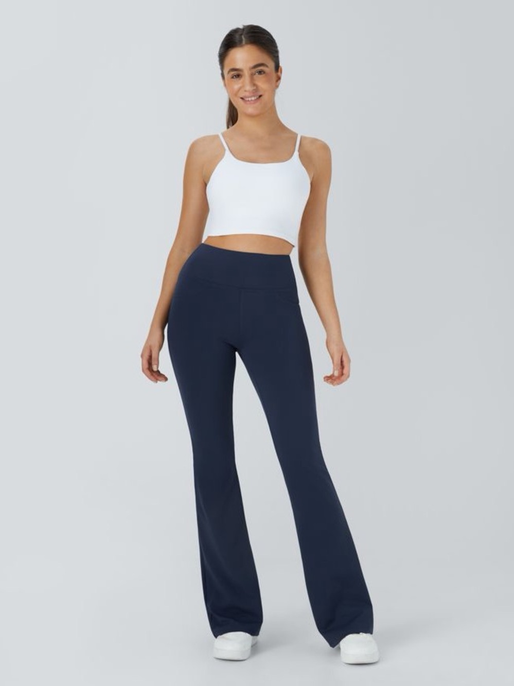 Halara DayStretch High Waisted Pocket Flare Yoga Leggings. Midnight Blue. Large
